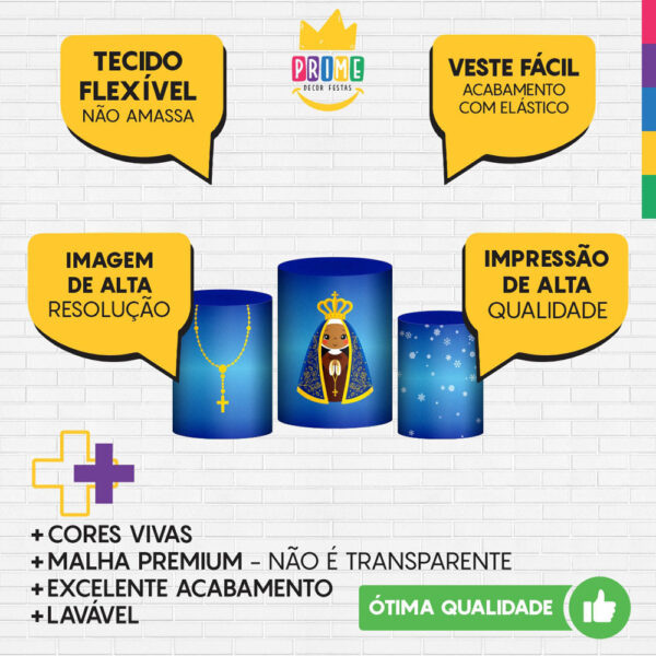 Trio Capa Cilindro Nossa Senhora Cute 3d Em Tecido Com Elástico - Image 3