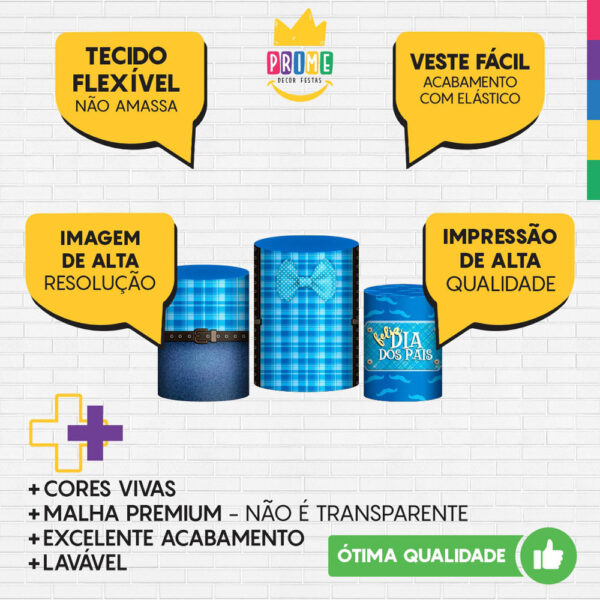 Trio Capa Cilindro Dia dos Pais 3d Em Tecido Com Elástico - Image 3