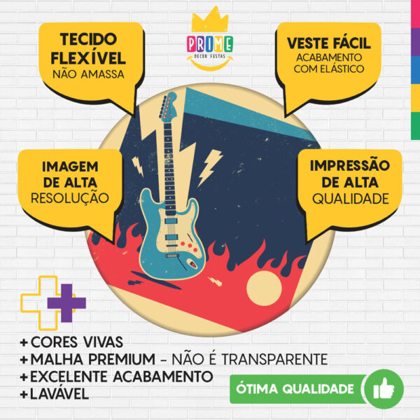 Trio Capa Cilindro + Painel Redondo 3D Rock Roll 1,50m Veste Fácil - Image 3