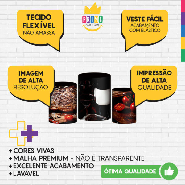 Trio Capa Cilindro Churrasco 3D Em Tecido Com Elástico - Image 3