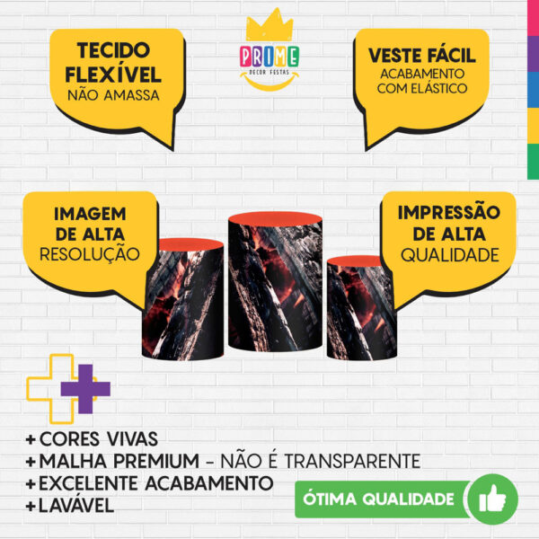 Trio Capa Cilindro Churrasco 3D Em Tecido Com Elástico - Image 3