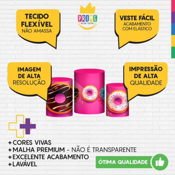 Trio Capa Cilindro Doces 3D Em Tecido Com Elástico - Image 3