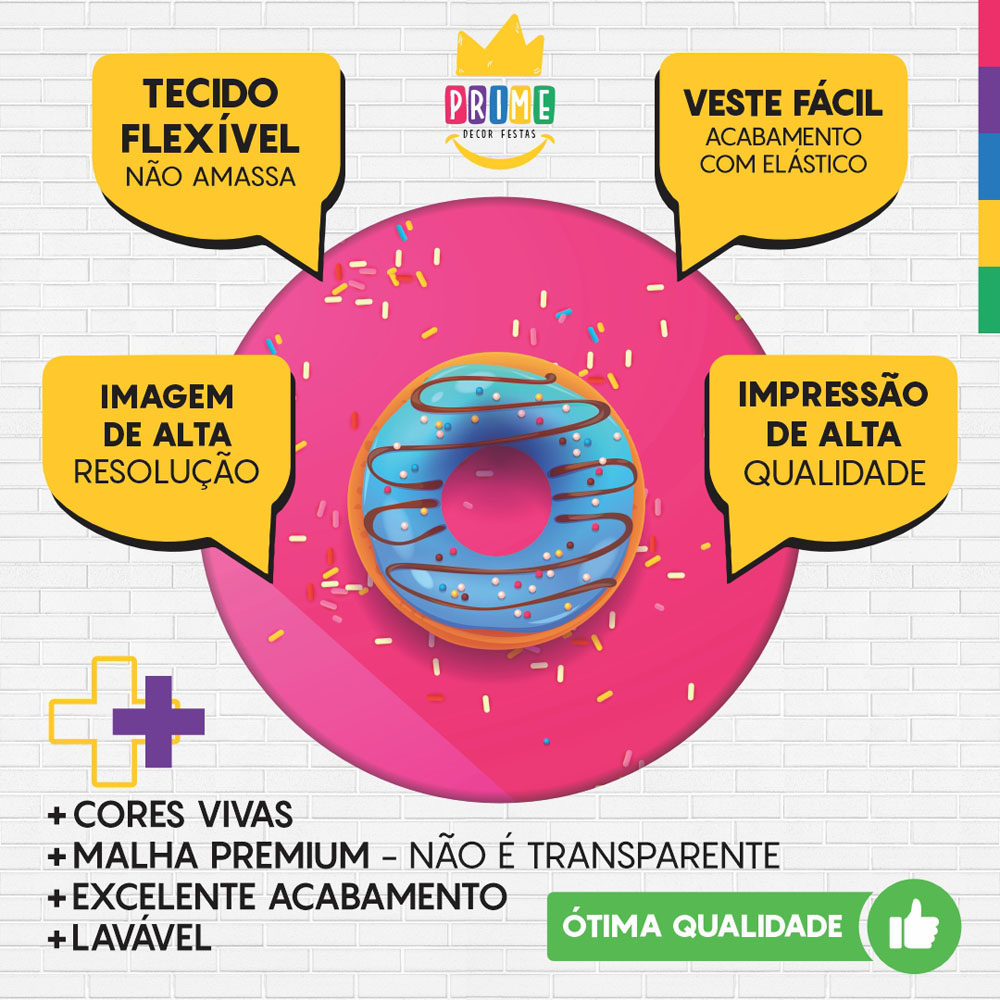Trio Capa Cilindro + Painel Redondo 3D Doces 1,50m Veste Fácil - Imagem 3