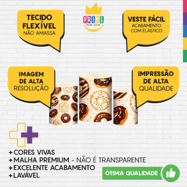 Trio Capa Cilindro Doces 3D Em Tecido Com Elástico - Image 3