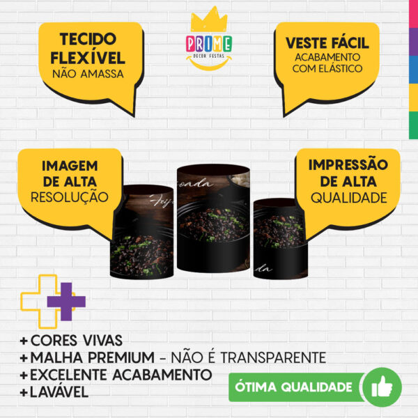 Trio Capa Cilindro Feijoada 3D Em Tecido Com Elástico - Image 3