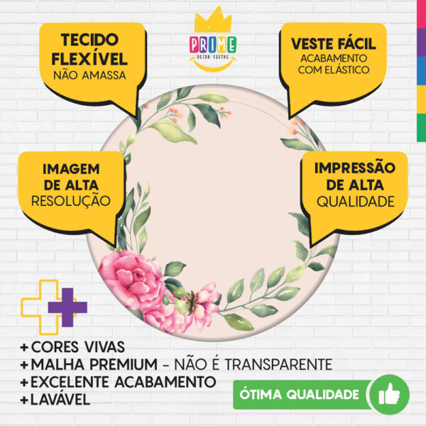 Trio Capa Cilindro + Painel Redondo 3D Floral 1,50m Veste Fácil - Image 3