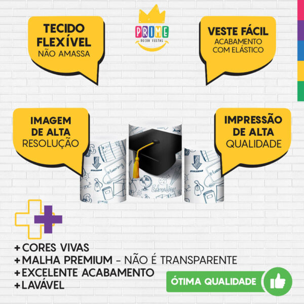 Trio Capa Cilindro Formatura 3D Em Tecido Com Elástico - Image 3