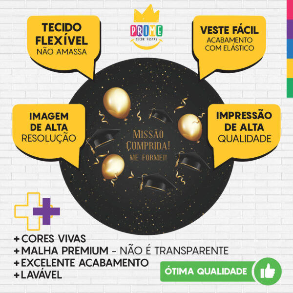 Trio Capa Cilindro + Painel Redondo 3D Formatura 1,50m Veste Fácil - Image 3
