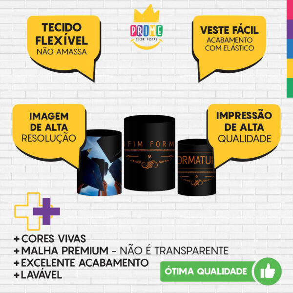 Trio Capa Cilindro Formatura 3D Em Tecido Com Elástico - Image 3