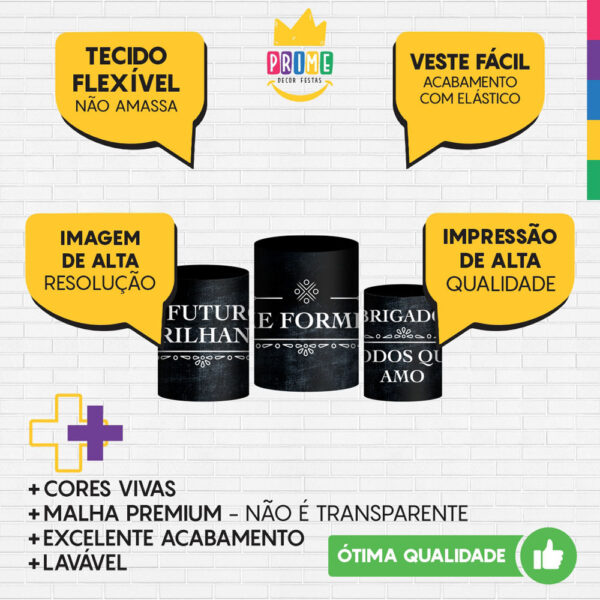 Trio Capa Cilindro Formatura 3D Em Tecido Com Elástico - Image 3