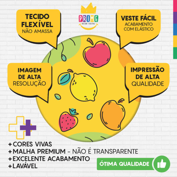 Trio Capa Cilindro + Painel Redondo 3D Frutas 1,50m Veste Fácil - Image 3