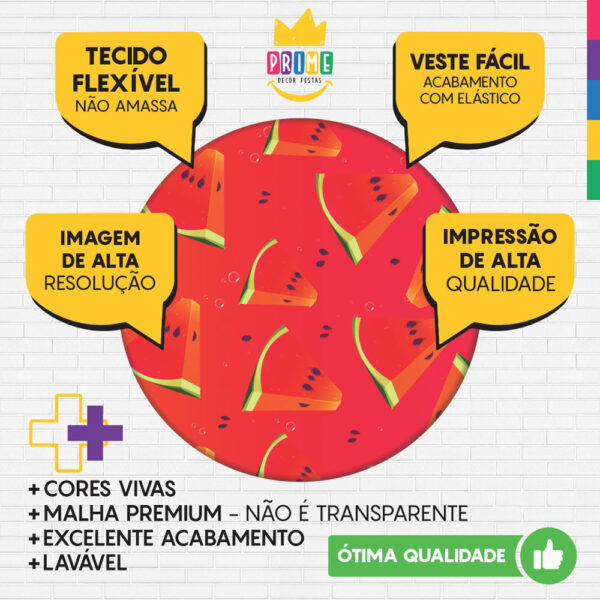 Trio Capa Cilindro + Painel Redondo 3D Frutas 1,50m Veste Fácil - Image 3