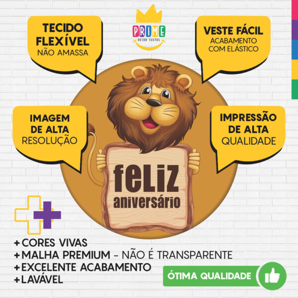 Trio Capa Cilindro + Painel Redondo 3D Leãozinho Cute 1,50m Veste Fácil - Image 3