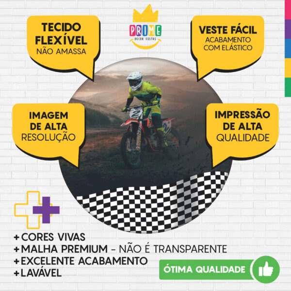 Trio Capa Cilindro + Painel Redondo 3D Motocross 1,50m Veste Fácil - Image 3