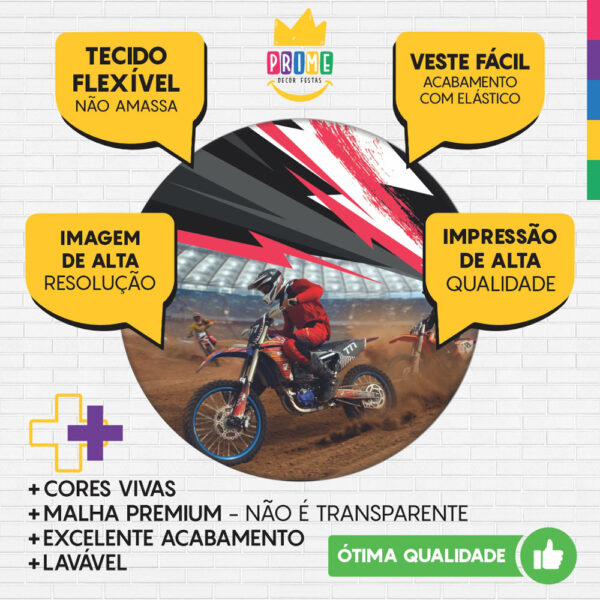 Trio Capa Cilindro + Painel Redondo 3D Motocross 1,50m Veste Fácil - Image 3