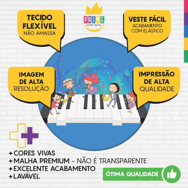 Trio Capa Cilindro + Painel Redondo 3D Musica 1,50m Veste Fácil - Image 3