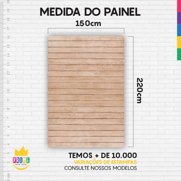 Painel de Festa Retangular 3D Madeira Clara Casadinho 1,50m x 2,20m - Image 4
