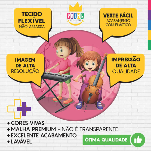 Trio Capa Cilindro + Painel Redondo 3D Musica 1,50m Veste Fácil - Image 3