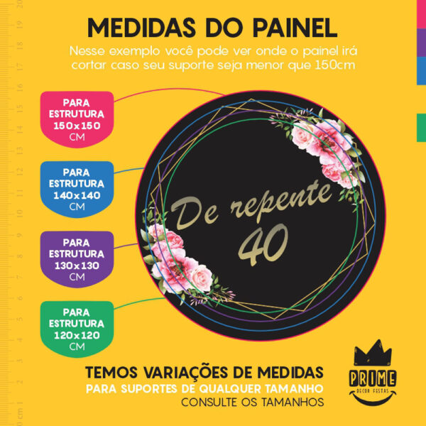 Painel Redondo 3D De Repente 40 Tecido Sublimado - Image 4