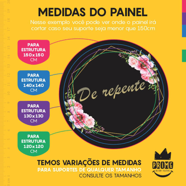 Painel Redondo 3D De Repente Tecido Sublimado - Image 4