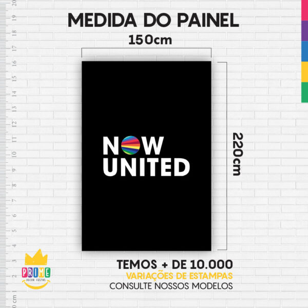 Painel de Festa Retangular 3D Now United Preto Casadinho 1,50m x 2,20m - Image 4