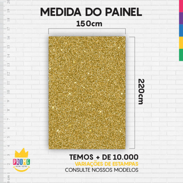 Painel de Festa Retangular 3D Glitter Dourado Casadinho 1,50m x 2,20m - Image 4