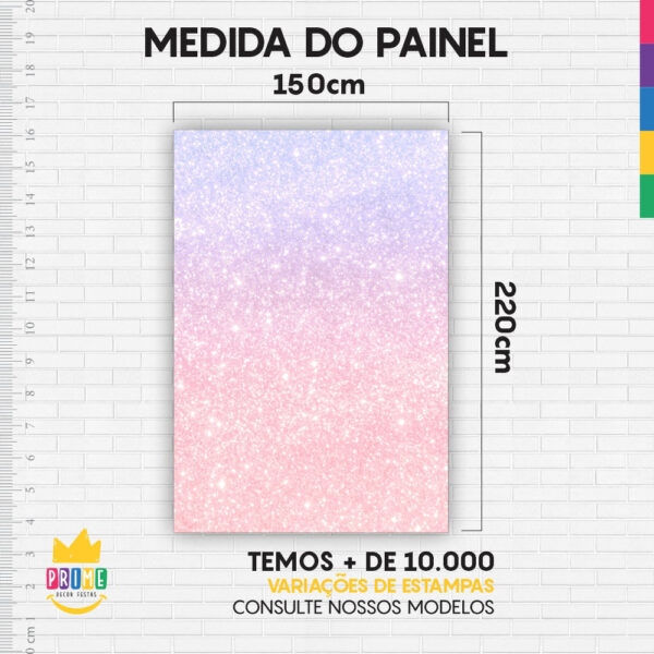 Painel de Festa Retangular 3D Glitter Pink Blue Casadinho 1,50m x 2,20m - Image 4