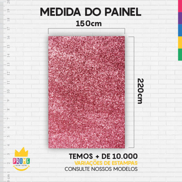 Painel de Festa Retangular 3D Glitter Rosa Casadinho 1,50m x 2,20m - Image 4