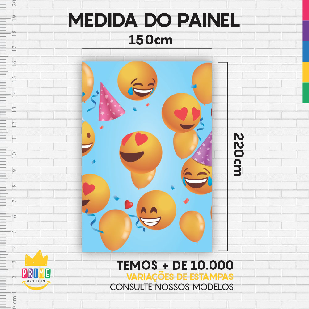 Painel de Festa Retangular 3D Emoji Casadinho 1,50m x 2,20m - Imagem 4