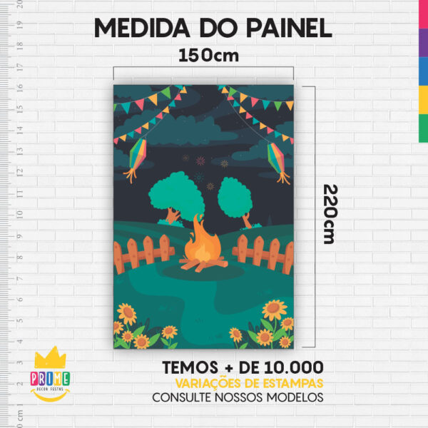 Painel de Festa Retangular 3D Festa Junina Fogueira Casadinho 1,50m x 2,20m - Image 4