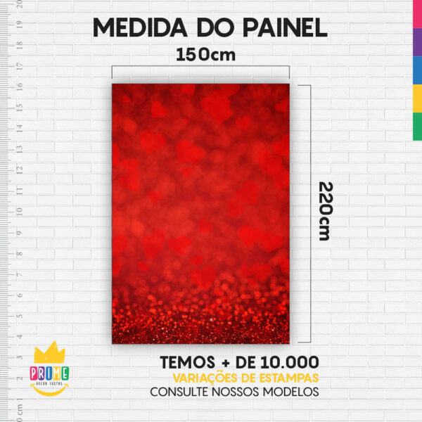 Painel de Festa Retangular 3D Coração Vermelho Casadinho 1,50m x 2,20m - Image 4