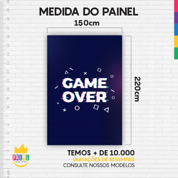 Painel de Festa Retangular 3D Game Over Casadinho 1,50m x 2,20m - Image 4