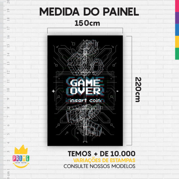 Painel de Festa Retangular 3D Game Over Preto Casadinho 1,50m x 2,20m - Image 4