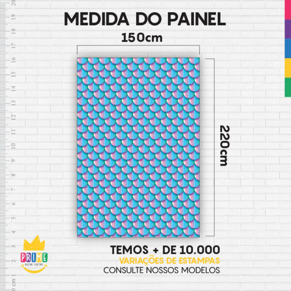 Painel de Festa Retangular 3D Sereia Azul Casadinho 1,50m x 2,20m - Image 4