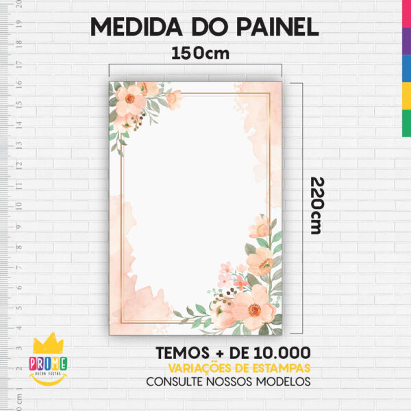 Painel de Festa Retangular 3D Floral Geométrico Aquarelado Casadinho 1,50m x 2,20 - Image 4