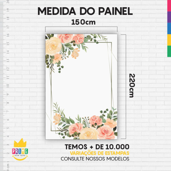 Painel de Festa Retangular 3D Floral Marmore Aquarelado  Casadinho 1,50m x 2,20 - Image 4
