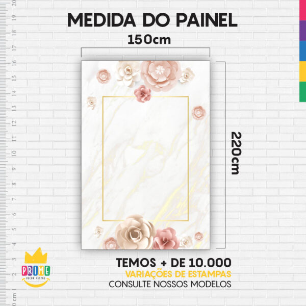 Painel de Festa Retangular 3D Floral Marmore Casadinho 1,50m x 2,20 - Image 4