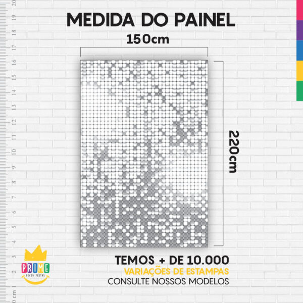 Painel de Festa Retangular 3D Euphoria Paetê Prata Casadinho 1,50m x 2,20 - Image 5