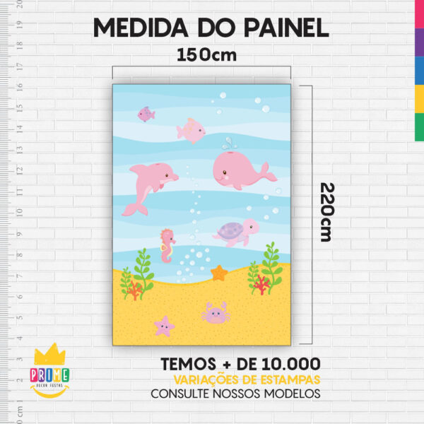 Painel de Festa Retangular 3D Fundo do Mar Rosa Casadinho 1,50m x 2,20 - Image 4