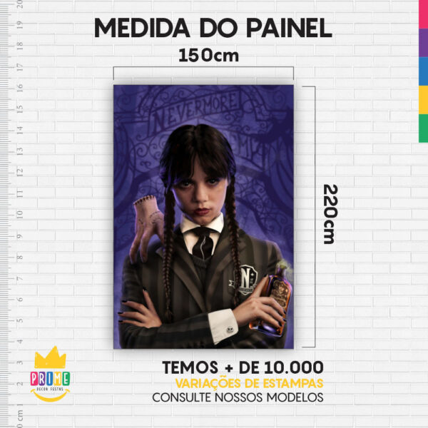 Painel de Festa Retangular 3D Wandinha Addams Casadinho 1,50m x 2,20 - Image 4