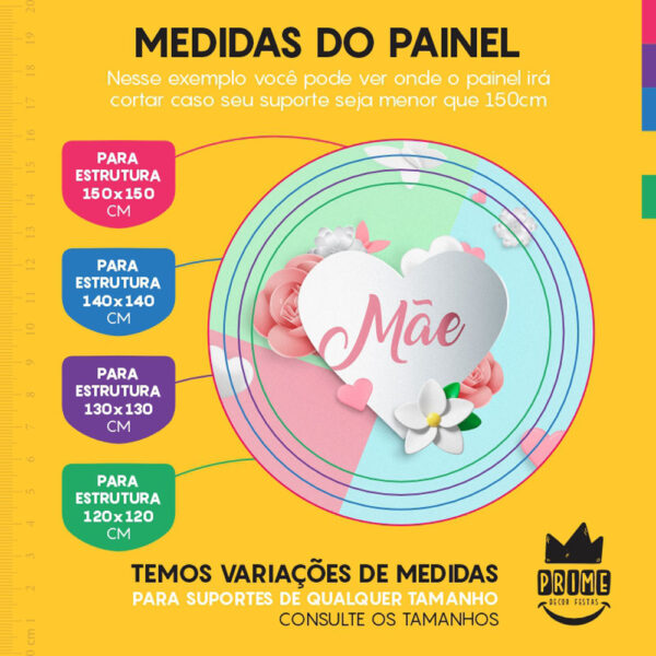 Painel Redondo 3D Dia das Mães Tecido Sublimado - Image 4