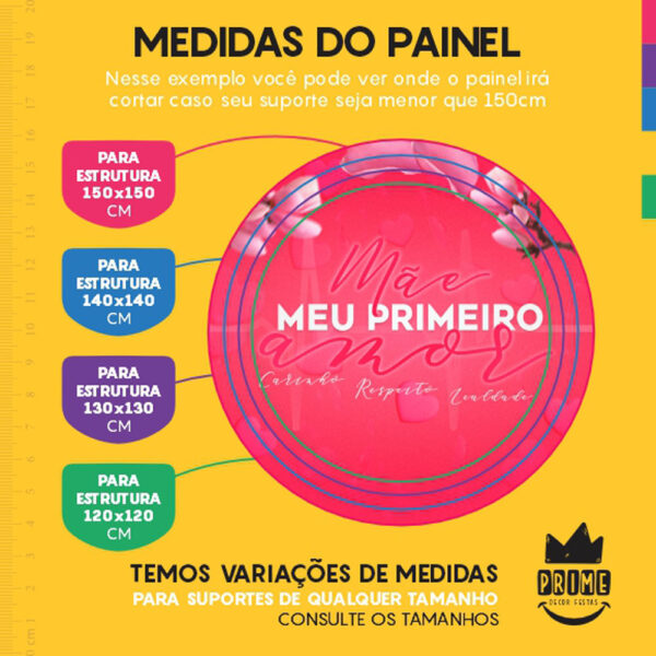 Painel Redondo 3D Dia das Mães Vermelho Tecido Sublimado - Image 4