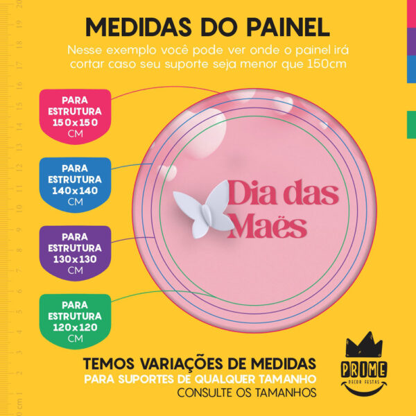 Kit Casado Dia das Mães Rosa Painel Redondo Trio Capas Cilindro Retangular Vertical Em Tecido - Image 4