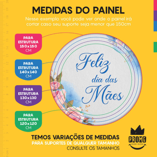 Trio Capa Cilindro + Painel Redondo 3D Dia das Mães Azul 1,50m Veste Fácil - Image 4