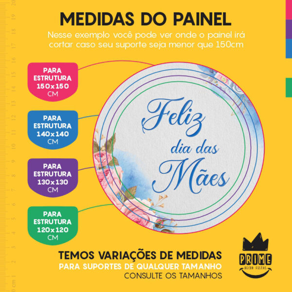 Kit Casado Dia das Mães Azul Painel Redondo Trio Capas Cilindro Retangular Vertical Em Tecido - Image 4
