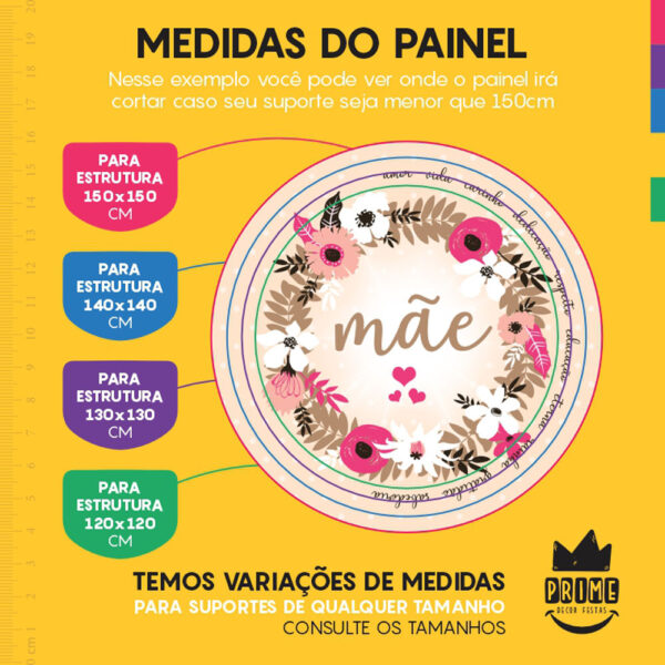 Painel Redondo 3D Dia das Mães Tecido Sublimado - Image 3