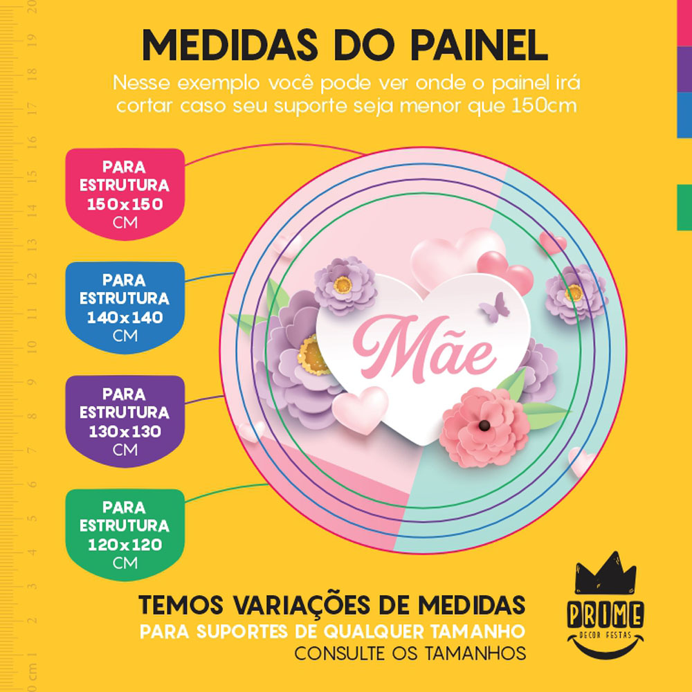 Painel Redondo 3D Dia das Mães Tecido Sublimado - Imagem 4