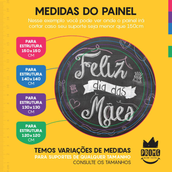 Trio Capa Cilindro + Painel Redondo 3D Dia das Mães Giz 1,50m Veste Fácil - Image 4