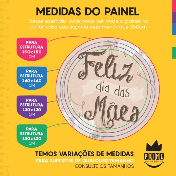 Painel Redondo 3D Dia das Mães Tecido Sublimado - Image 4