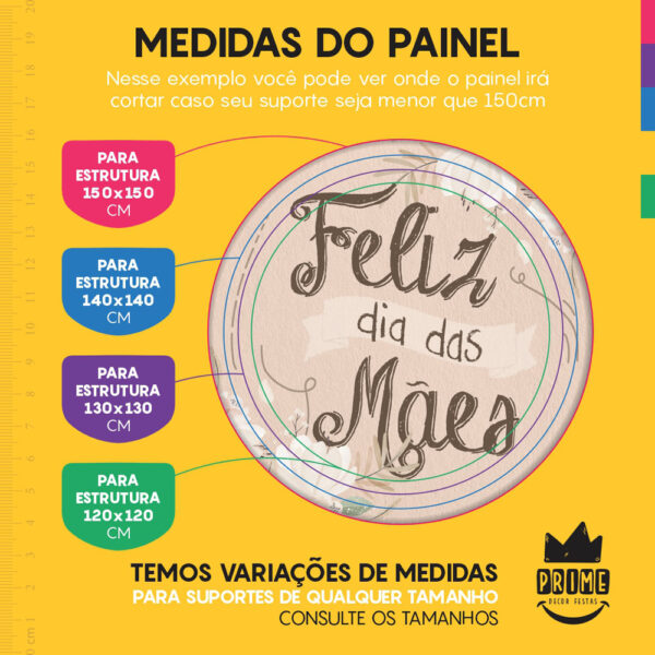 Kit Casado Dia das Mães Painel Redondo Trio Capas Cilindro Retangular Vertical Em Tecido - Image 4